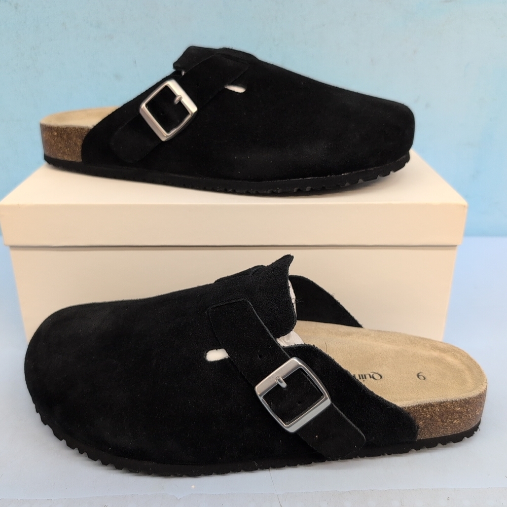 Quince Water Repellant Suede Slip On Men's Clog Mules Shoes Size 9 Black